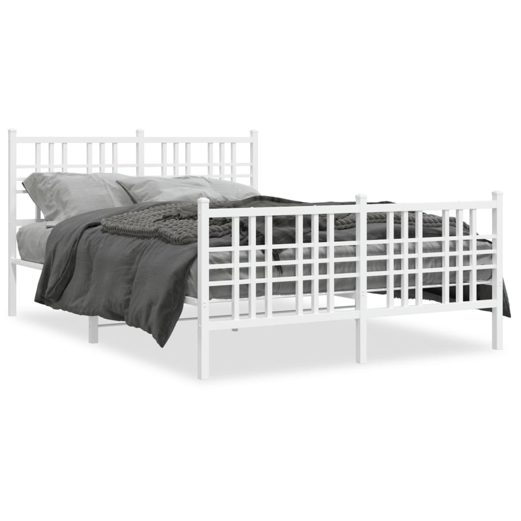 Metalni okvir kreveta uzglavlje i podnožje bijeli 137x190 cm