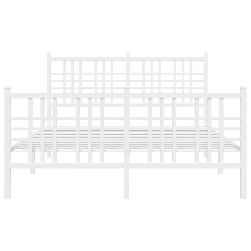 Metalni okvir kreveta uzglavlje i podnožje bijeli 137x190 cm