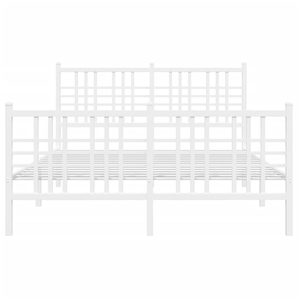 Metalni okvir kreveta uzglavlje i podnožje bijeli 140 x 190 cm