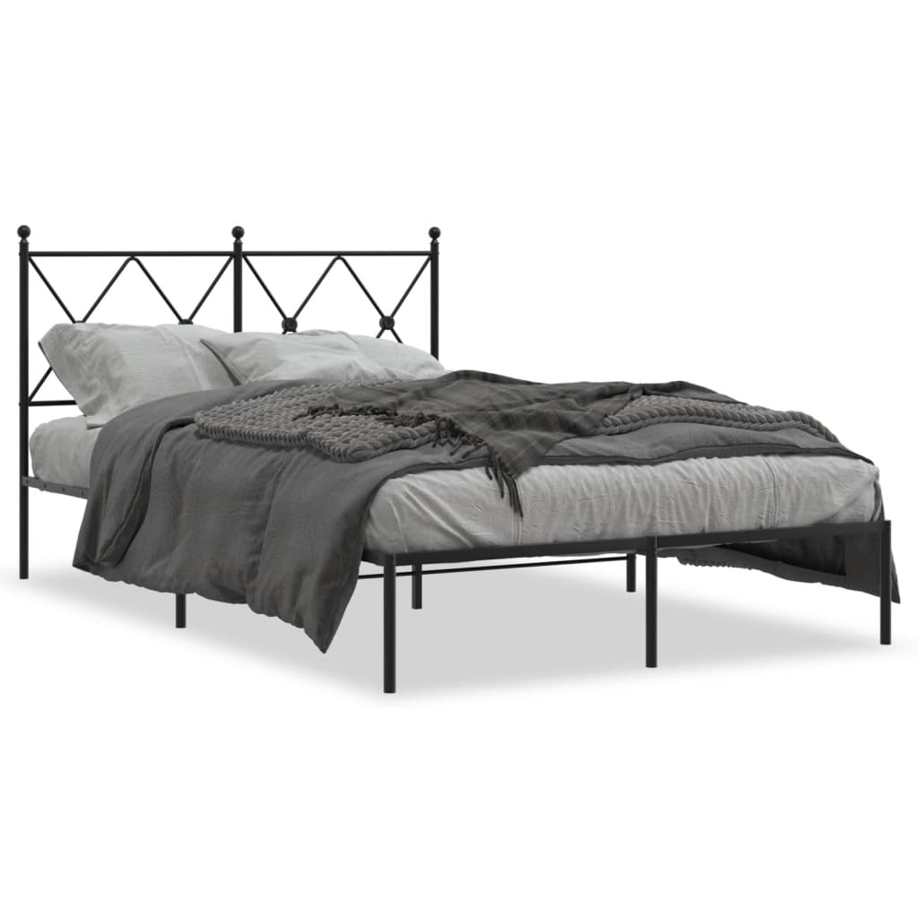 Metalni okvir za krevet s uzglavljem crni 120x190 cm