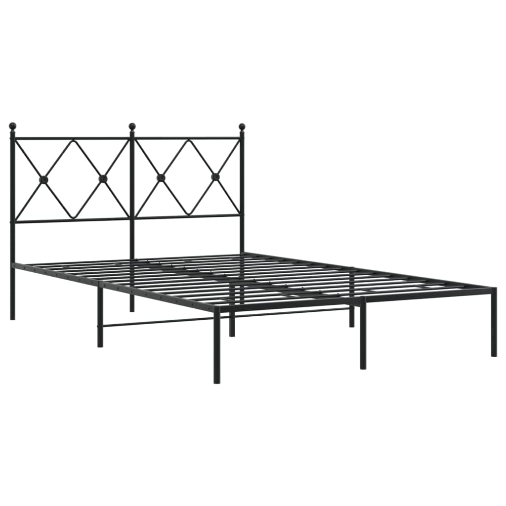 Metalni okvir za krevet s uzglavljem crni 120x190 cm