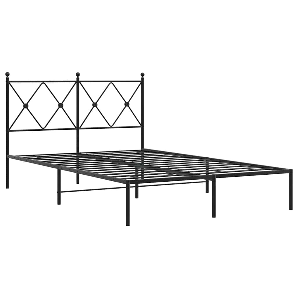 Metalni okvir za krevet s uzglavljem crni 120x200 cm