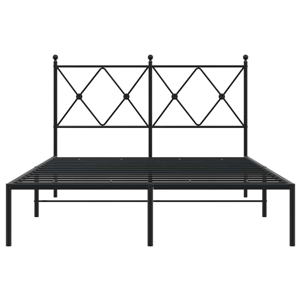 Metalni okvir za krevet s uzglavljem crni 120x200 cm