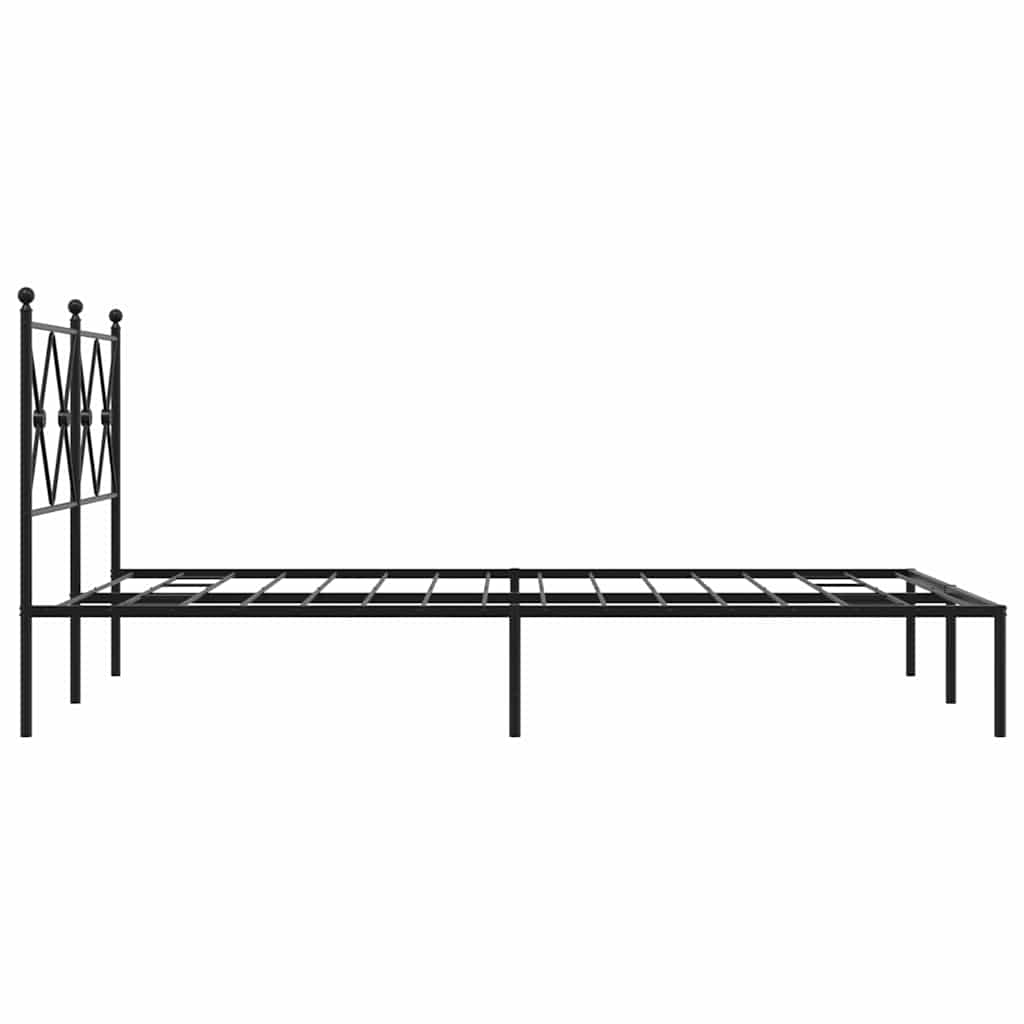 Metalni okvir za krevet s uzglavljem crni 120x200 cm