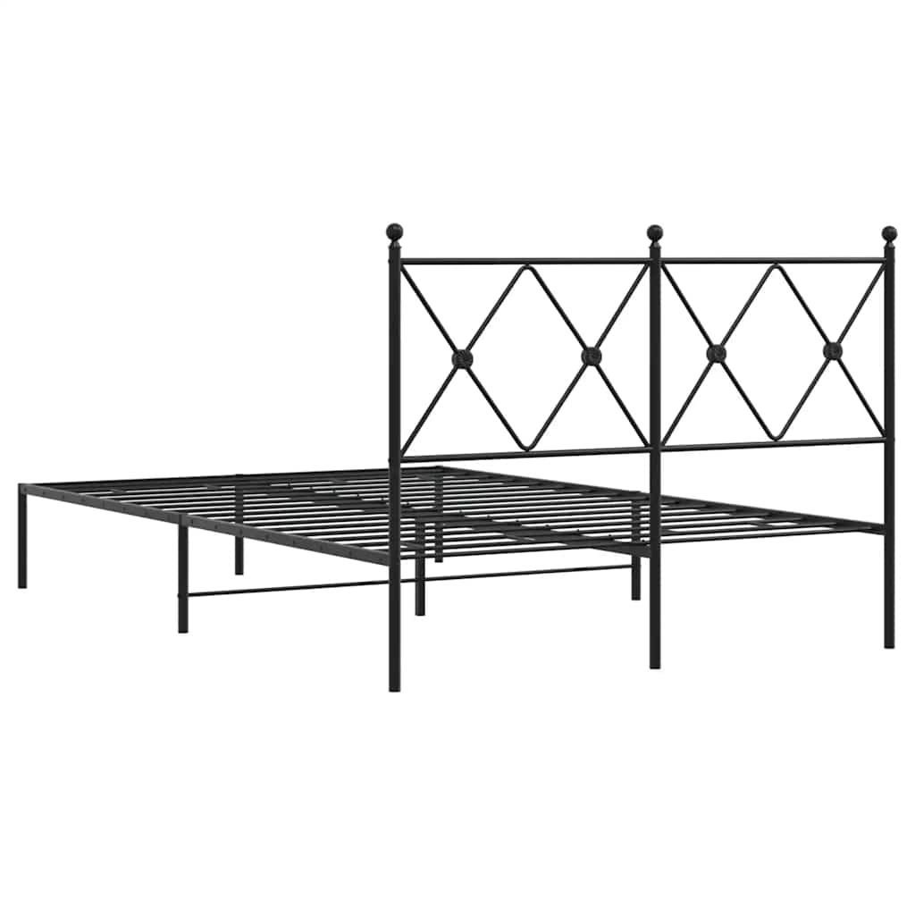 Metalni okvir za krevet s uzglavljem crni 120x200 cm