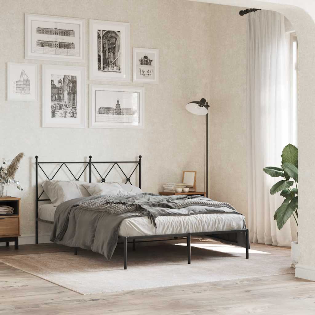 Metalni okvir za krevet s uzglavljem crni 120x200 cm
