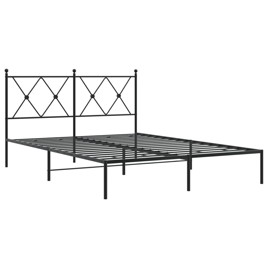 Metalni okvir za krevet s uzglavljem crni 135x190 cm