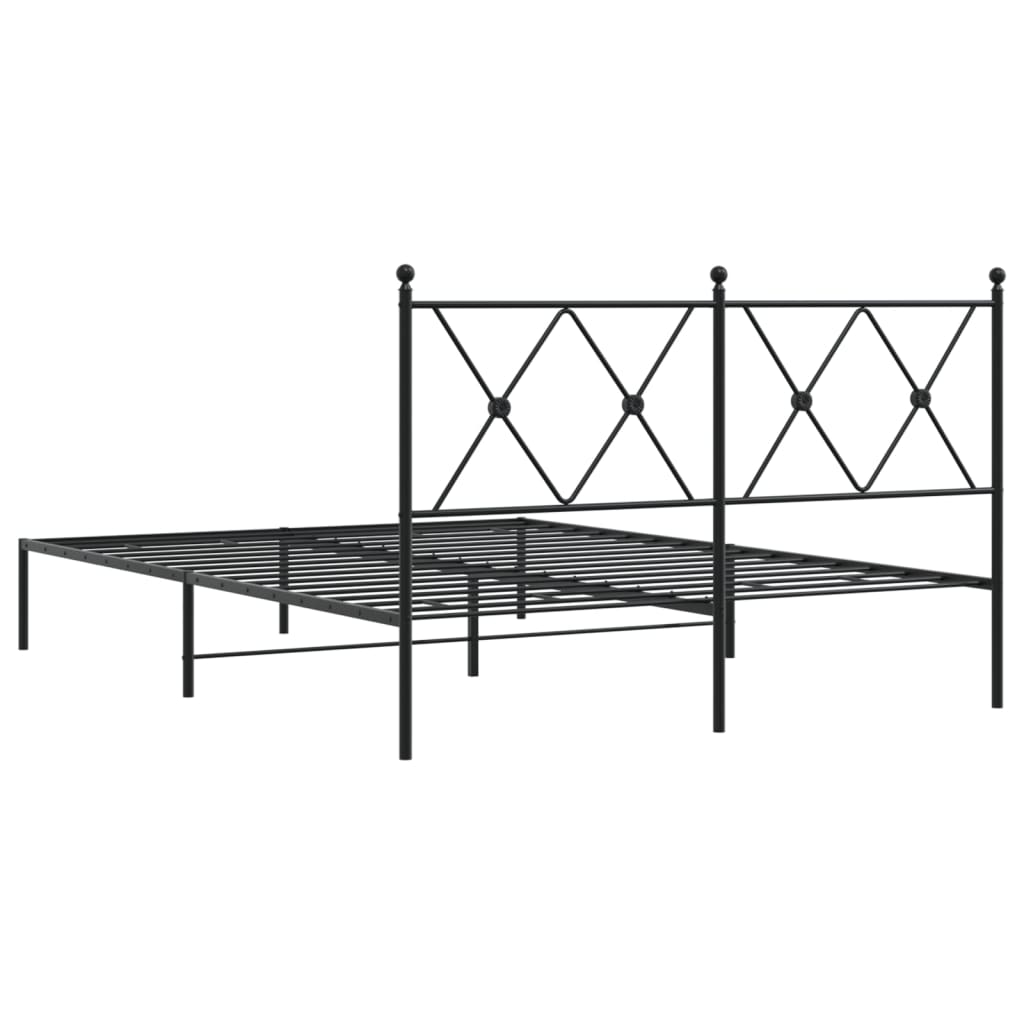 Metalni okvir za krevet s uzglavljem crni 135x190 cm