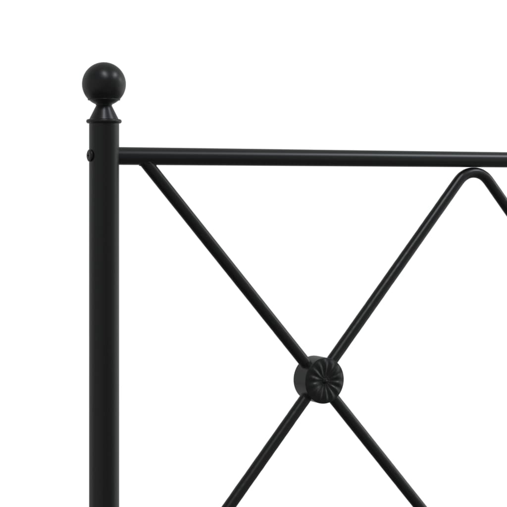 Metalni okvir za krevet s uzglavljem crni 135x190 cm