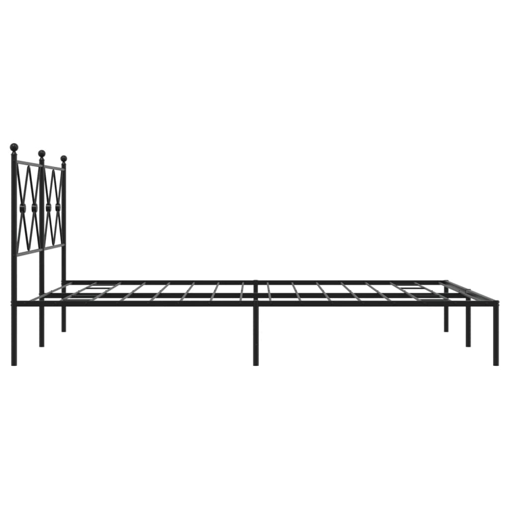Metalni okvir za krevet s uzglavljem crni 140x190 cm