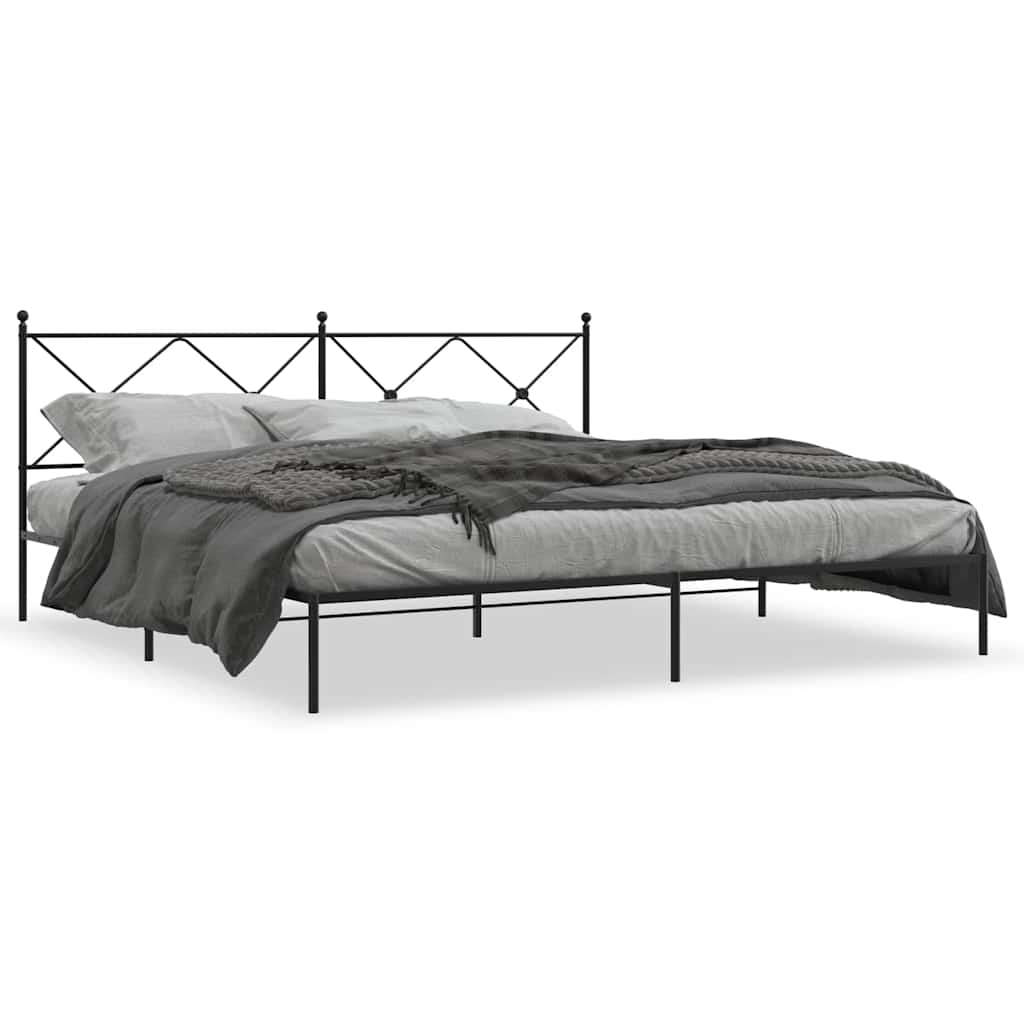 Metalni okvir za krevet s uzglavljem crni 193x203 cm