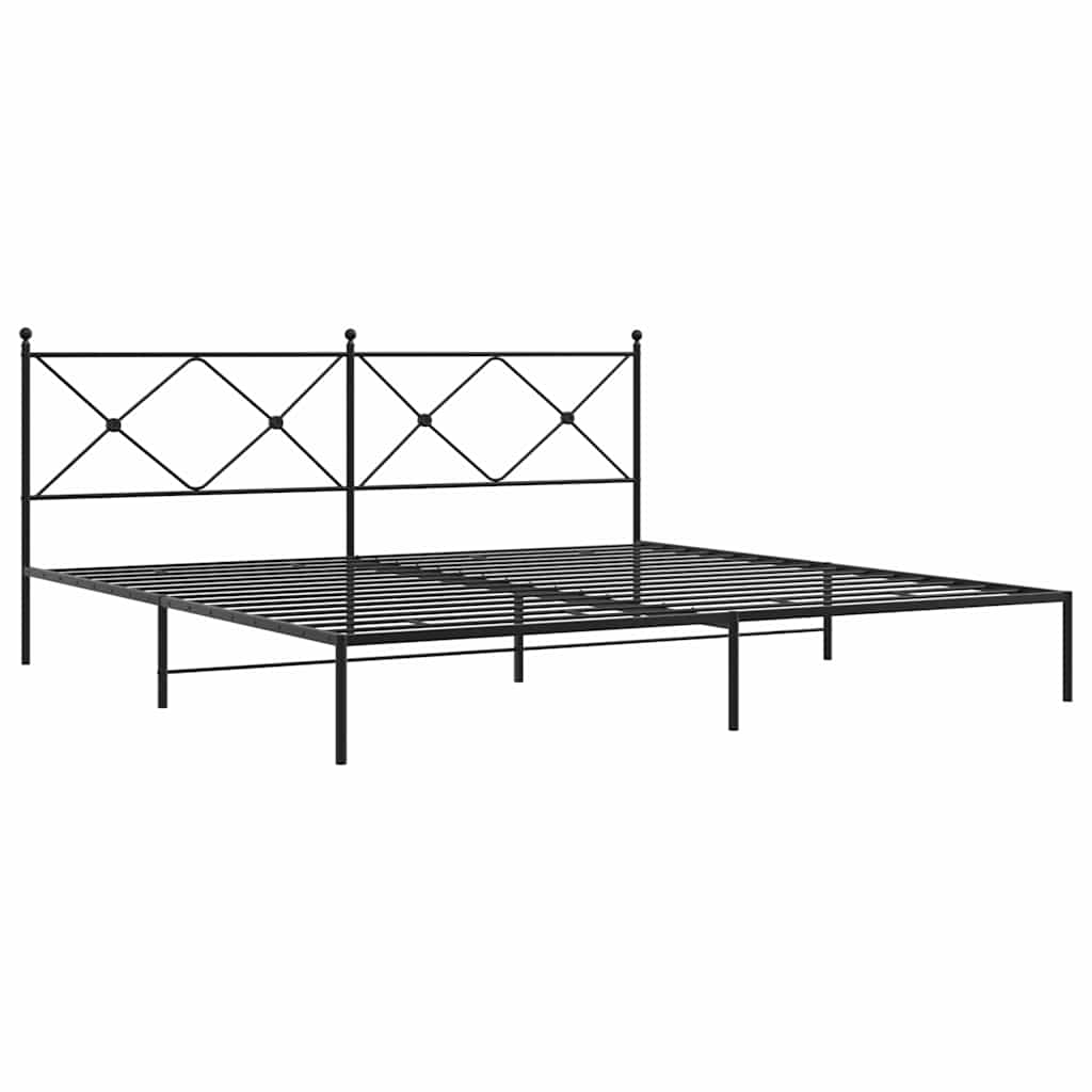 Metalni okvir za krevet s uzglavljem crni 193x203 cm