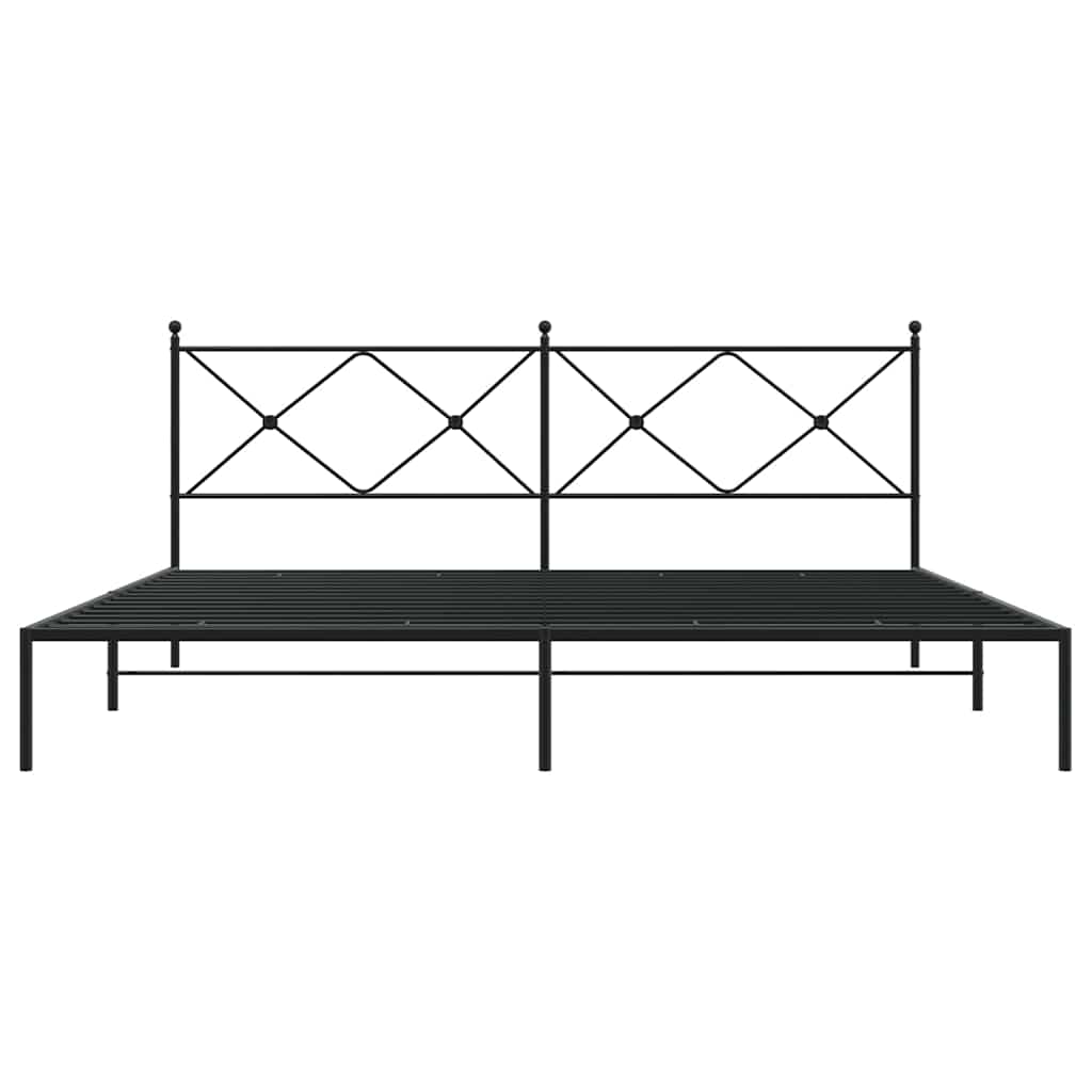 Metalni okvir za krevet s uzglavljem crni 193x203 cm