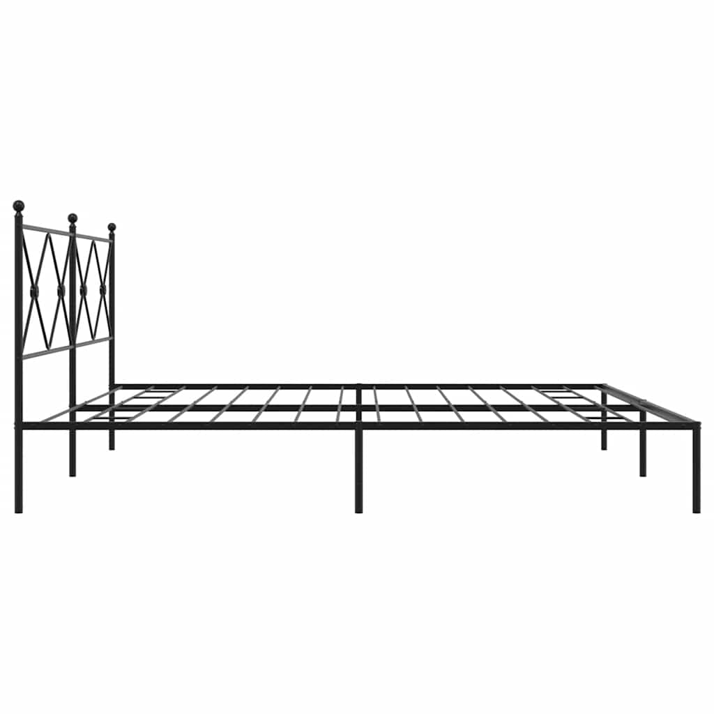 Metalni okvir za krevet s uzglavljem crni 193x203 cm