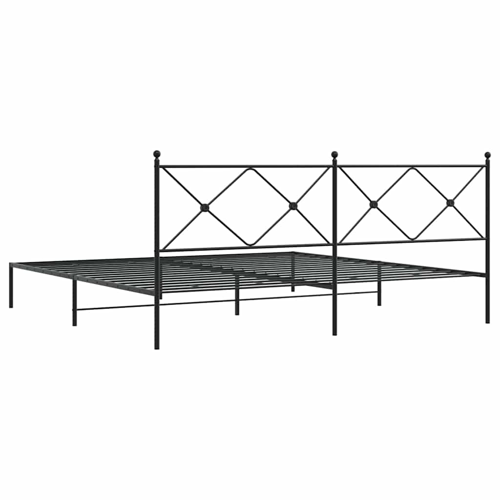 Metalni okvir za krevet s uzglavljem crni 193x203 cm