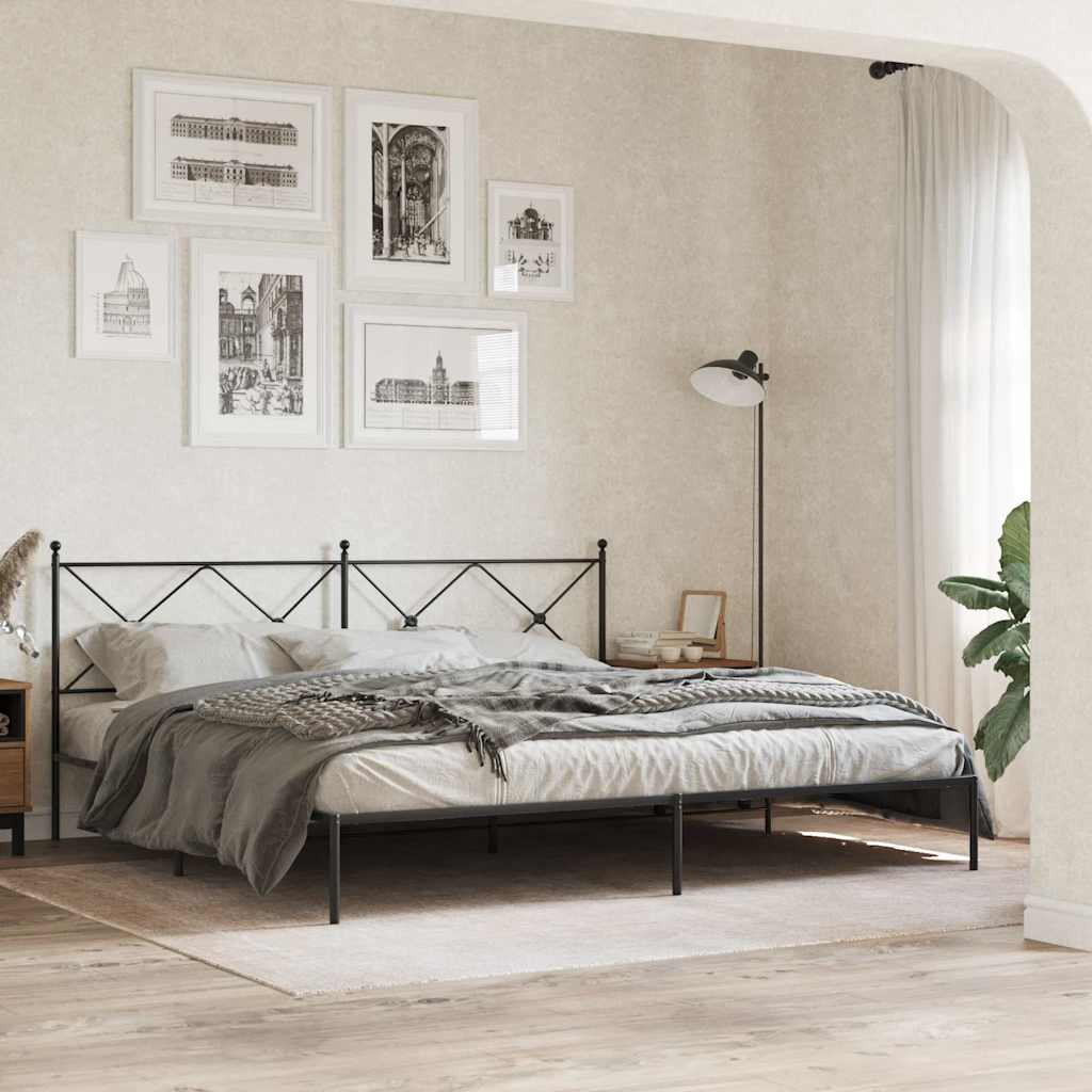 Metalni okvir za krevet s uzglavljem crni 193x203 cm