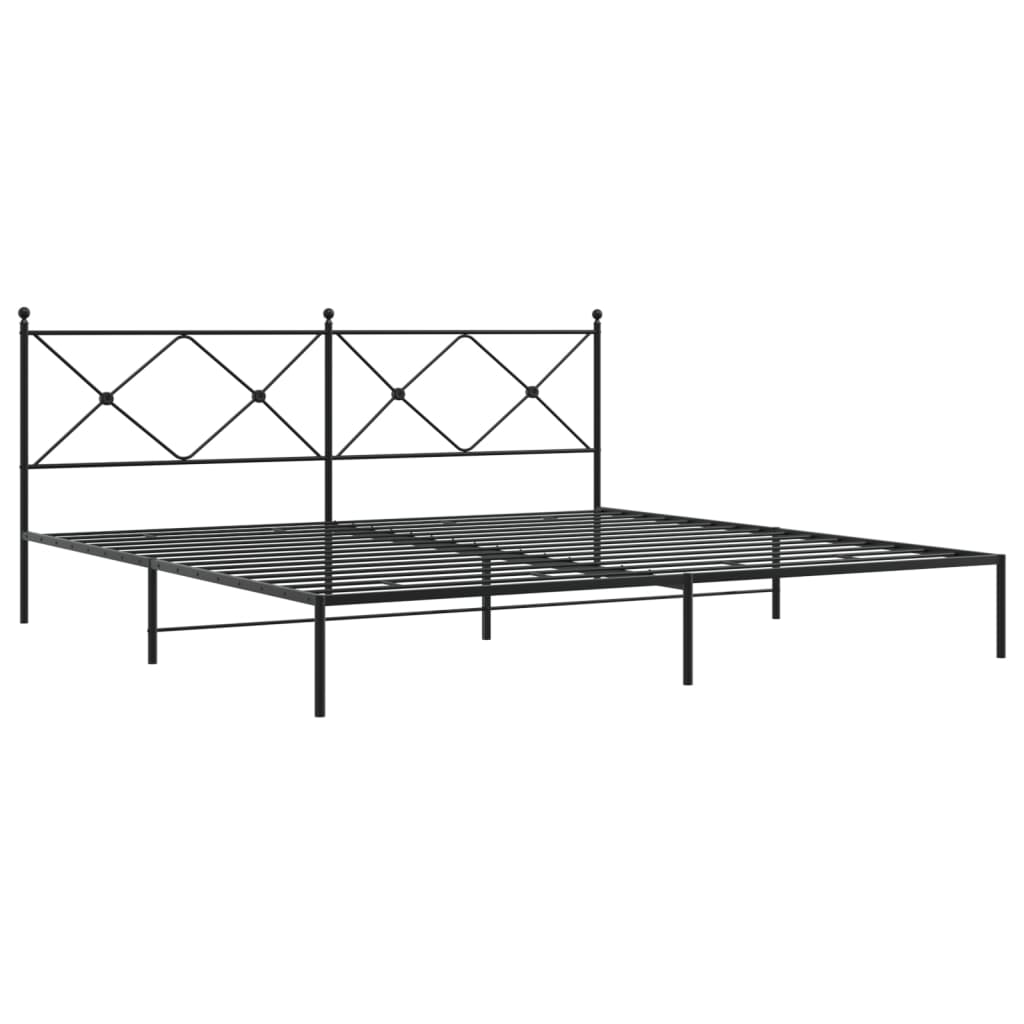 Metalni okvir za krevet s uzglavljem crni 200x200 cm