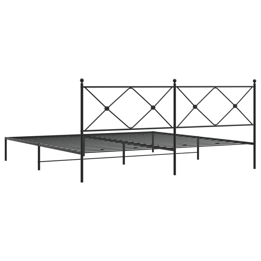 Metalni okvir za krevet s uzglavljem crni 200x200 cm