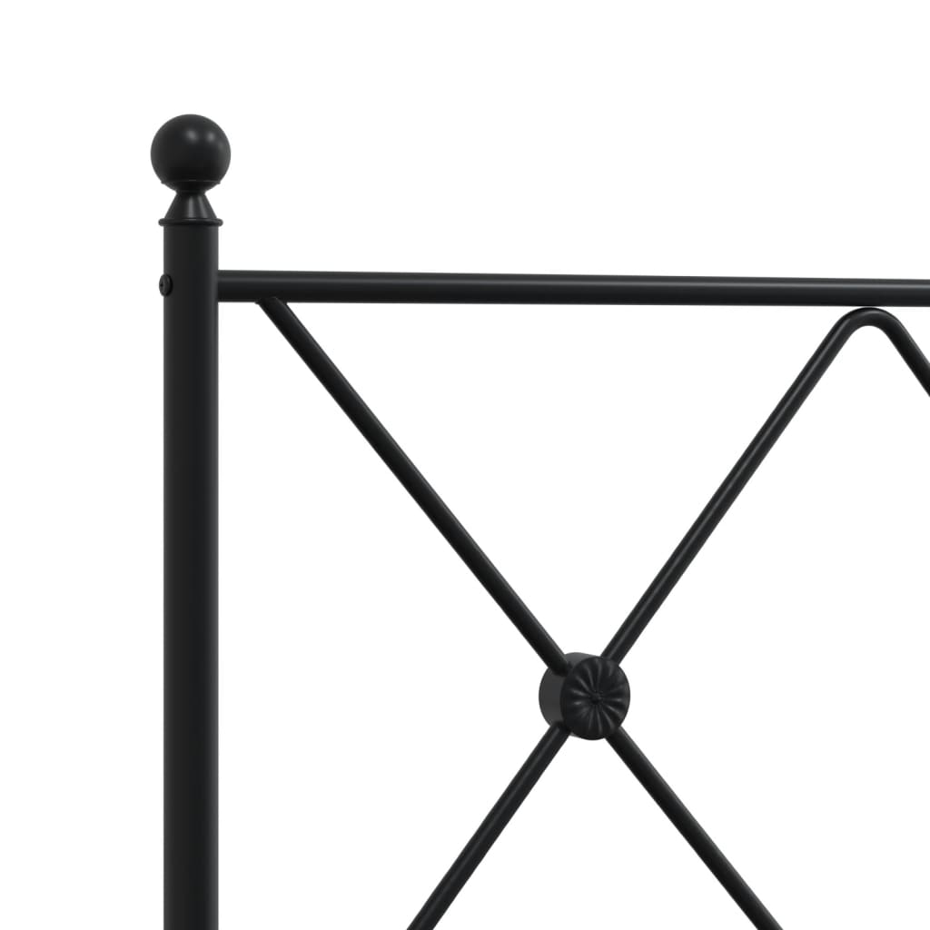 Metalni okvir za krevet s uzglavljem crni 200x200 cm