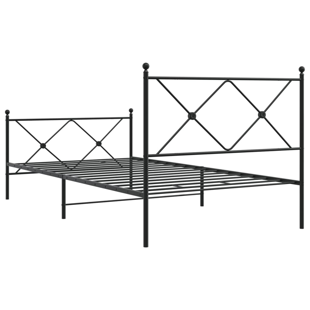 Metalni okvir kreveta uzglavlje i podnožje crni 107x203 cm