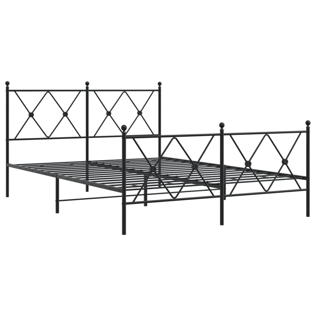Metalni okvir kreveta uzglavlje i podnožje crni 140x190 cm