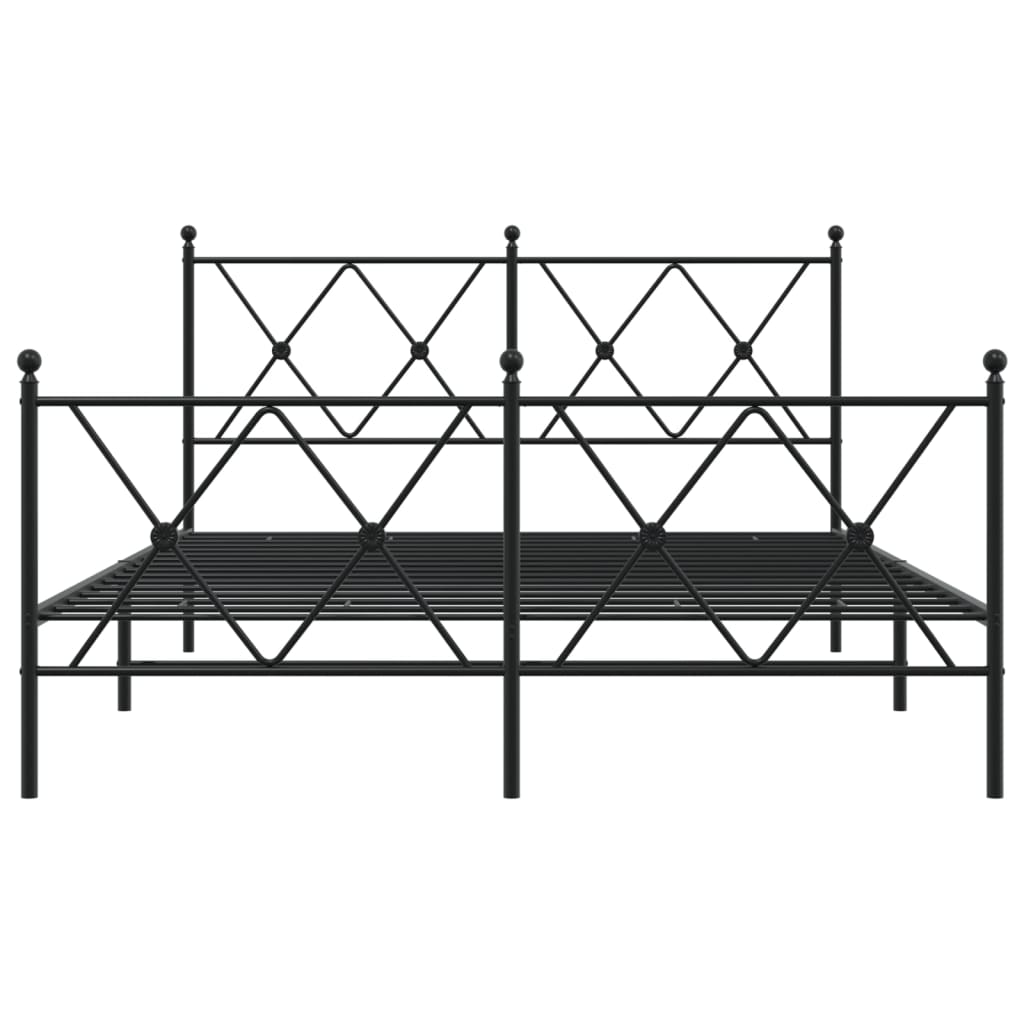 Metalni okvir kreveta uzglavlje i podnožje crni 140x190 cm