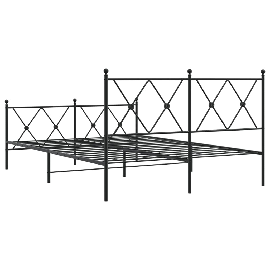Metalni okvir kreveta uzglavlje i podnožje crni 140x190 cm