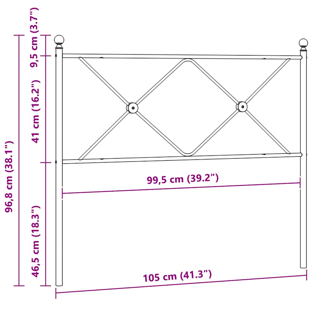Metalno zamjensko uzglavlje crno 100 cm