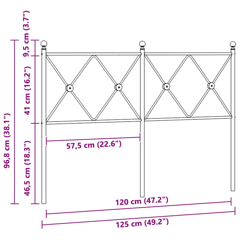 Metalno zamjensko uzglavlje crno 120 cm
