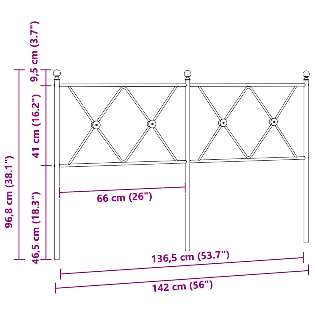 Metalno zamjensko uzglavlje crno 137 cm