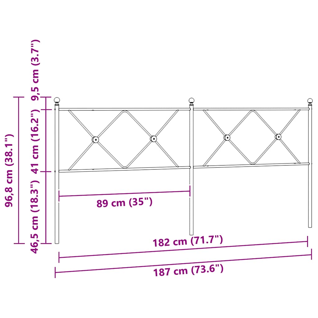 Metalno zamjensko uzglavlje crno 180 cm
