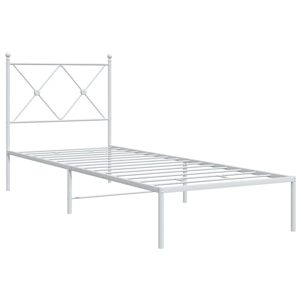 Metalni okvir krevet bez madraca s uzglavljem bijeli 75x190 cm
