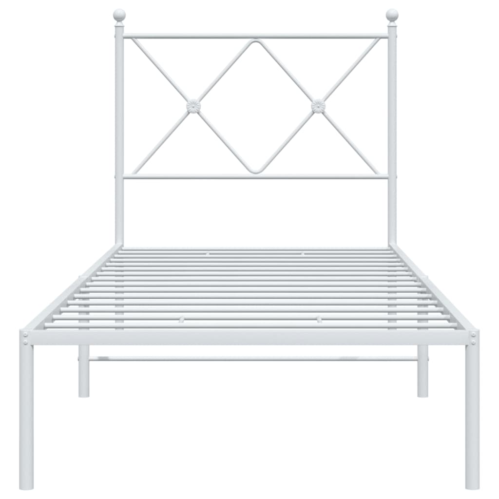 Metalni okvir krevet bez madraca s uzglavljem bijeli 75x190 cm