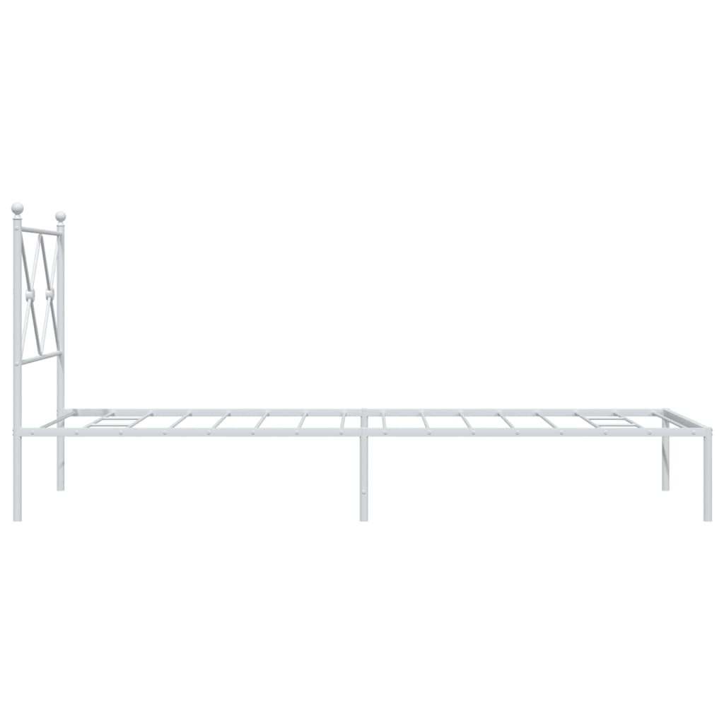 Metalni okvir krevet bez madraca s uzglavljem bijeli 75x190 cm