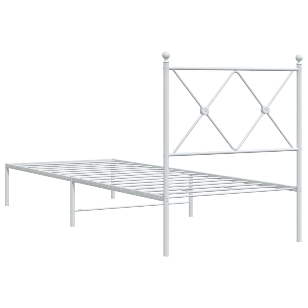 Metalni okvir krevet bez madraca s uzglavljem bijeli 75x190 cm