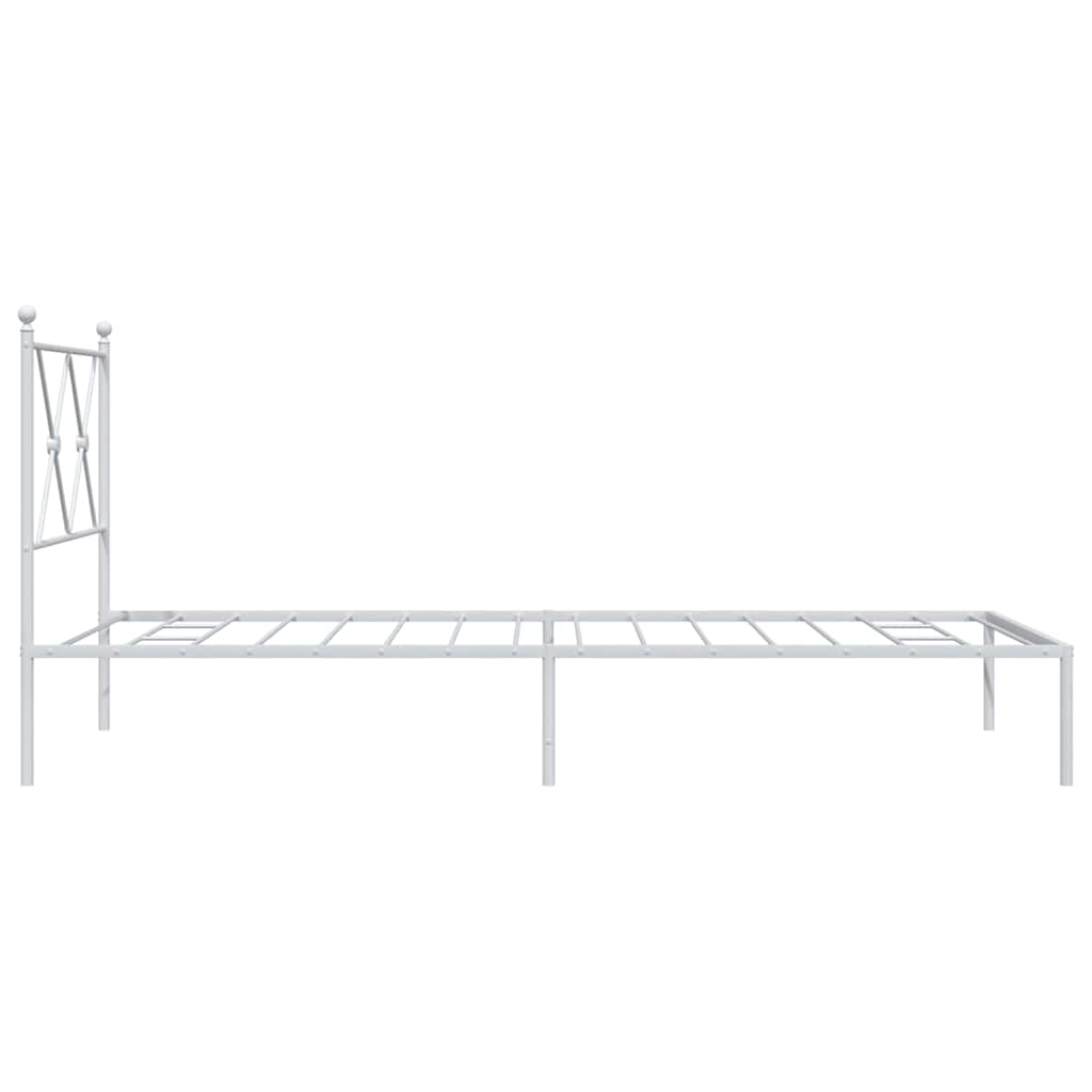 Metalni okvir za krevet s uzglavljem bijeli 90 x 190 cm