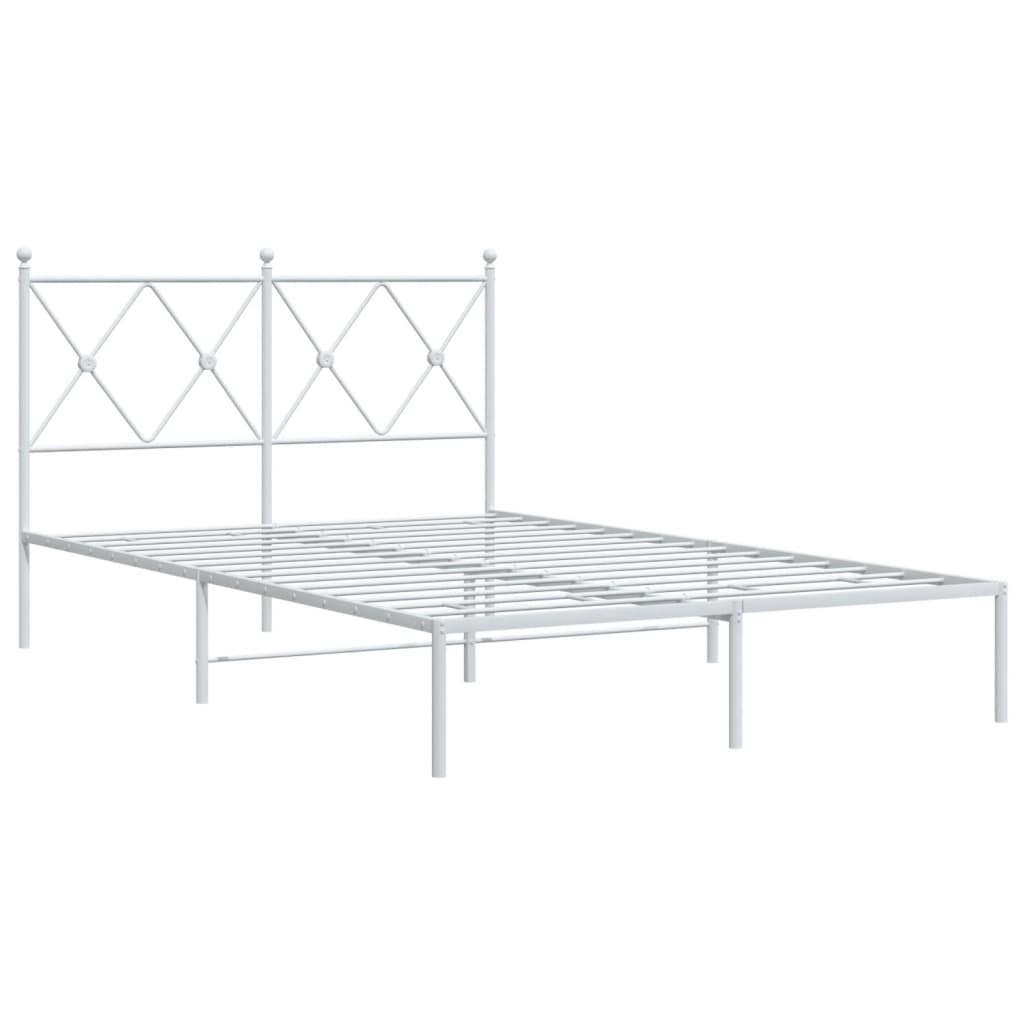 Metalni okvir za krevet s uzglavljem bijeli 120 x 190 cm