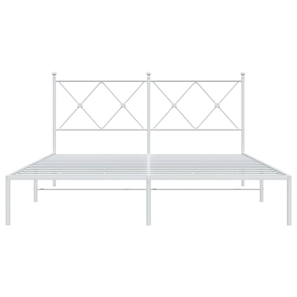 Metalni okvir za krevet s uzglavljem bijeli 150x200 cm