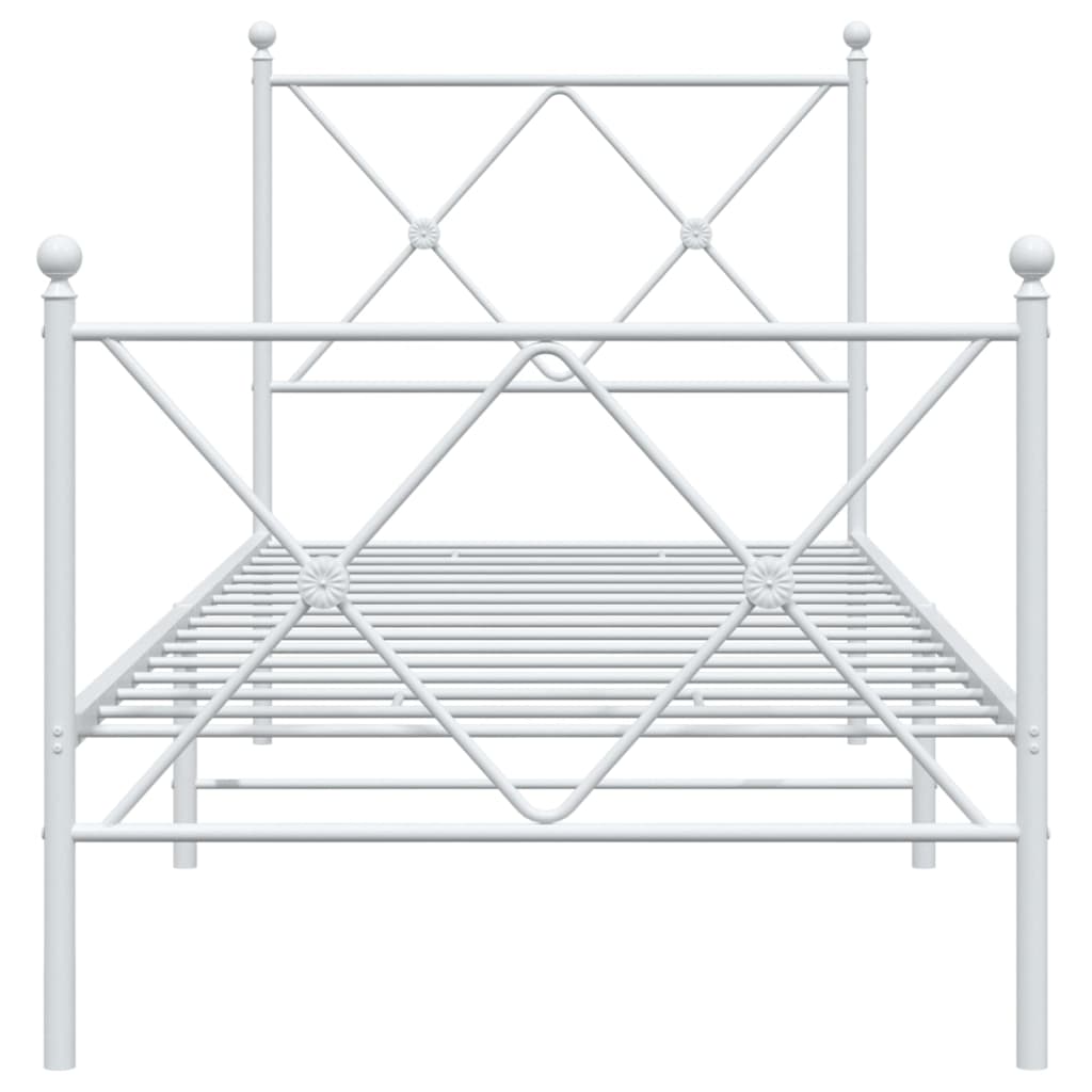 Metalni okvir kreveta uzglavlje i podnožje bijeli 75x190 cm