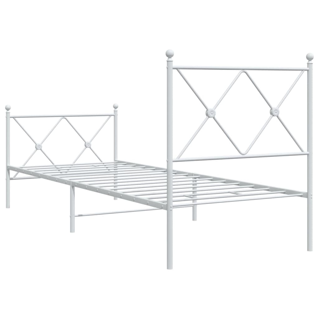 Metalni okvir kreveta uzglavlje i podnožje bijeli 75x190 cm