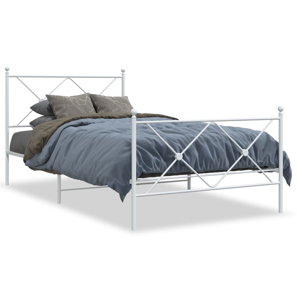 Metalni okvir kreveta uzglavlje i podnožje bijeli 107x203 cm
