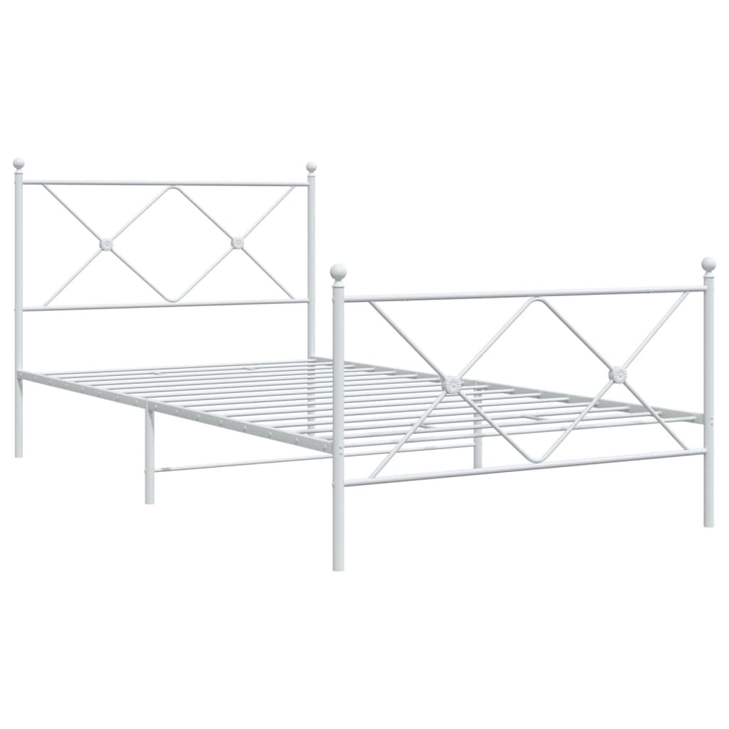 Metalni okvir kreveta uzglavlje i podnožje bijeli 107x203 cm