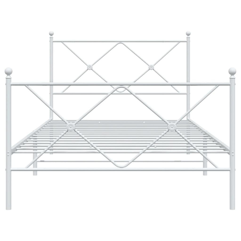 Metalni okvir kreveta uzglavlje i podnožje bijeli 107x203 cm