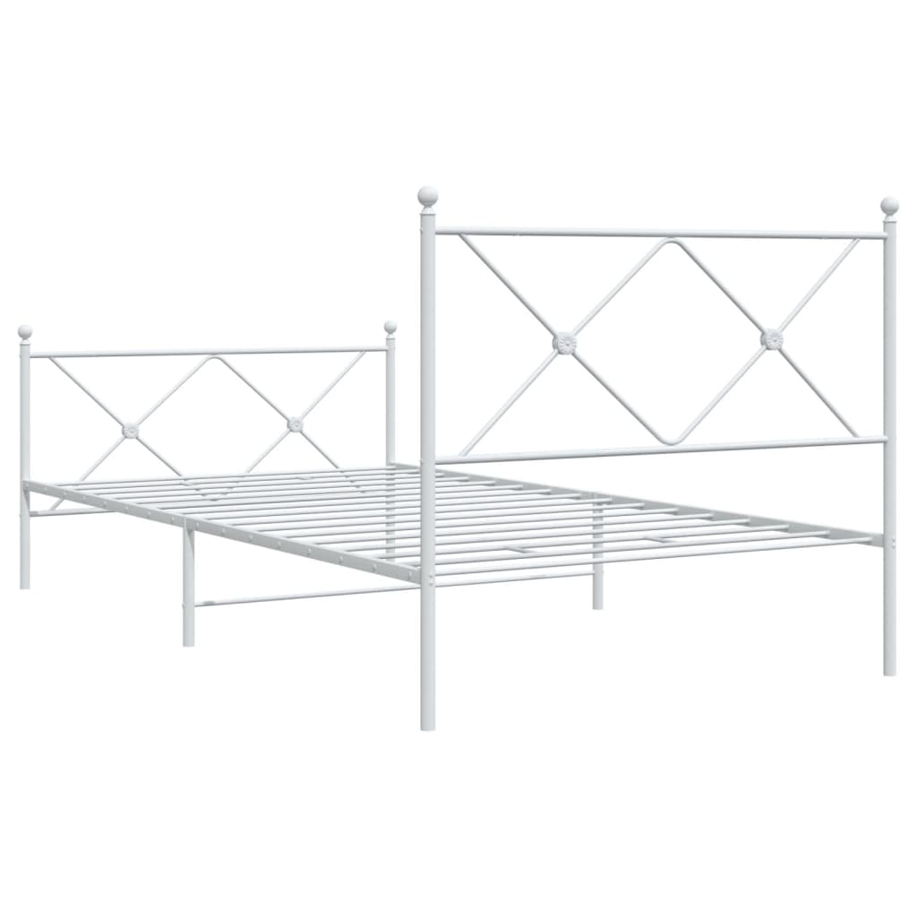 Metalni okvir kreveta uzglavlje i podnožje bijeli 107x203 cm