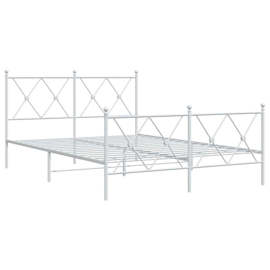 Metalni okvir kreveta uzglavlje i podnožje bijeli 137x190 cm