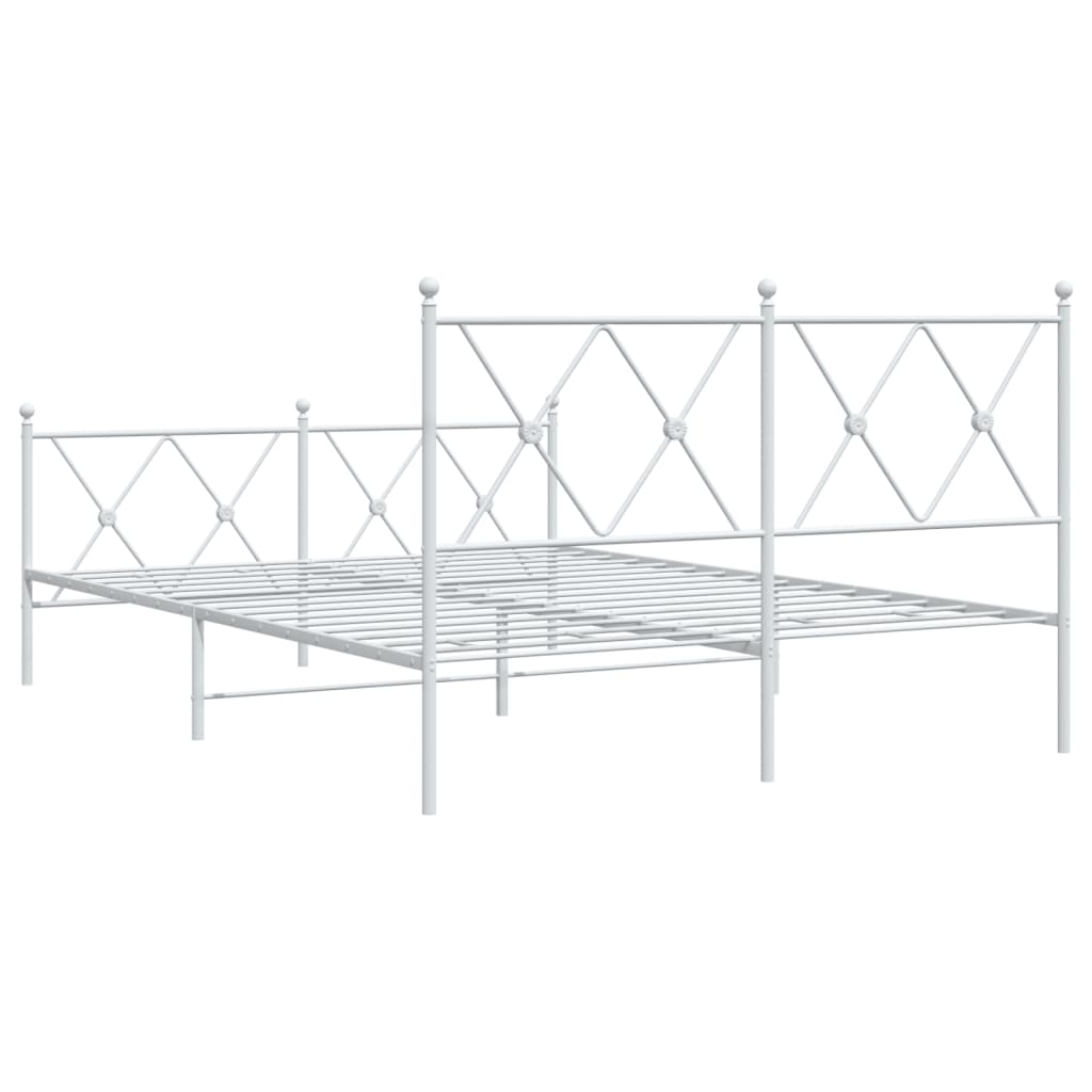 Metalni okvir kreveta uzglavlje i podnožje bijeli 137x190 cm