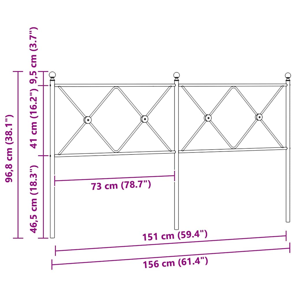 Metalno zamjensko uzglavlje bijelo 150 cm