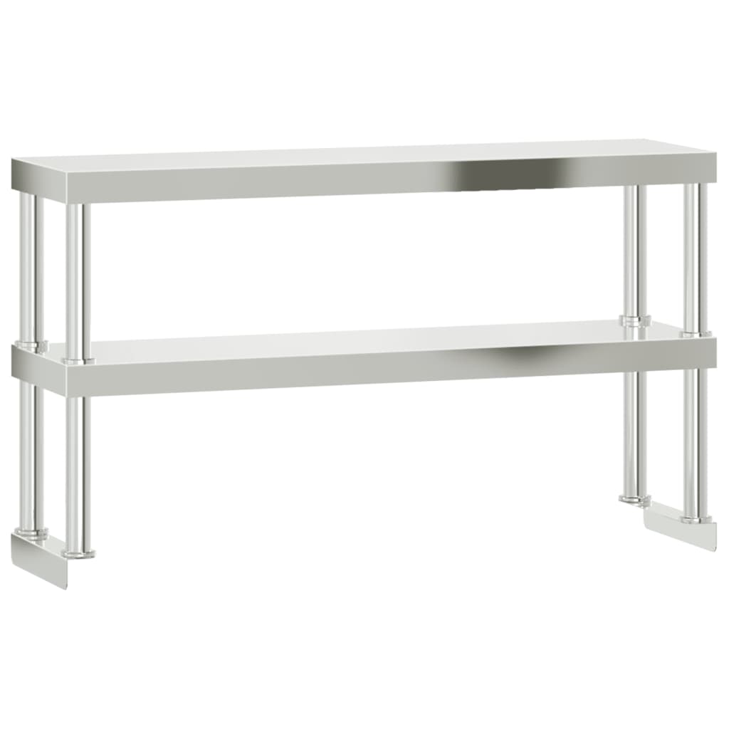 Polica za radni stol s 2 razine 110x30x65 cm nehrđajući čelik