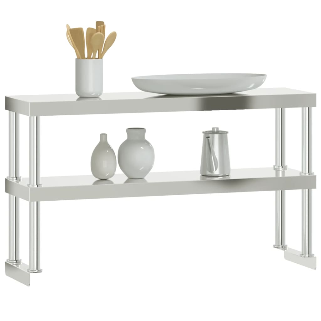 Polica za radni stol s 2 razine 110x30x65 cm nehrđajući čelik