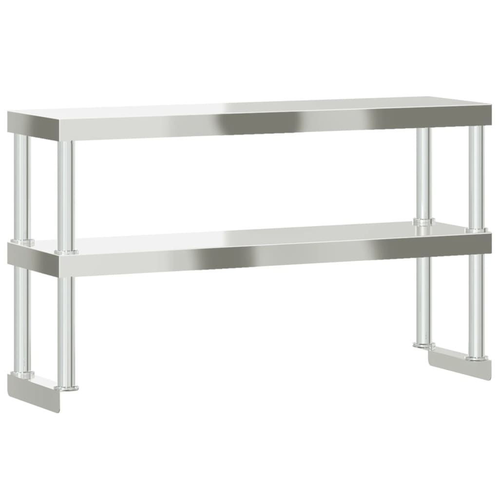 Polica za radni stol s 2 razine 110x30x65 cm nehrđajući čelik